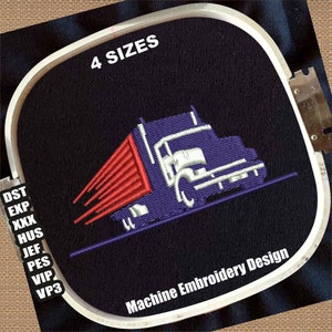 Truck Embroidery Patterns | Truck 18 Wheeler DST File | Semi Trailer PES File | Semi Truck Machine Embroidery Design | Trucking Embroidery
