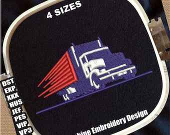 Truck Embroidery Patterns | Truck 18 Wheeler DST File | Semi Trailer PES File | Semi Truck Machine Embroidery Design | Trucking Embroidery