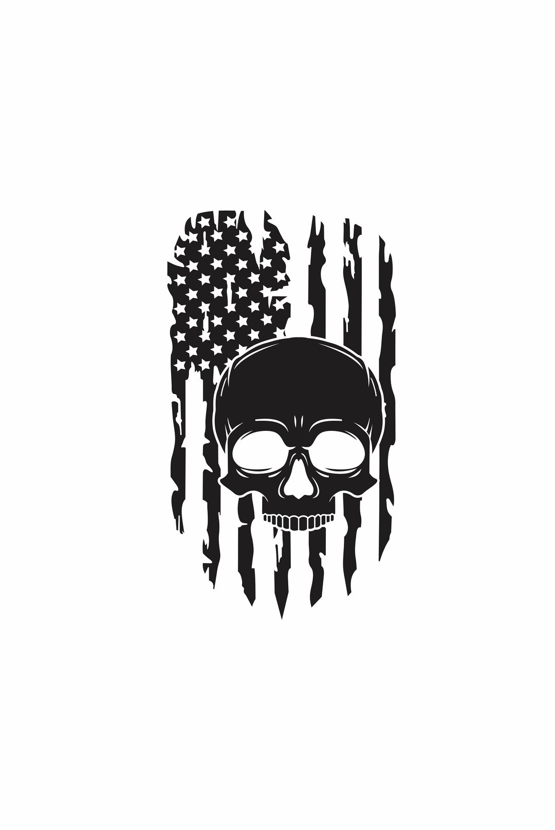 USA Skull Head Flag Svg, American Flag Skull Png, US Flag Skull Vector