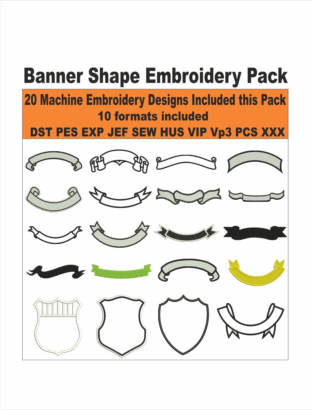 Banner Frame Machine Embroidery Design Pack | Arch Banner Embroidery ...