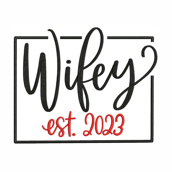 Wifey Large Embroidery Design | Hubby Wifey Pes file | Hubby and Wifey Dst file | Wedding Couple Embroidery Design | Wife Embroidery Design