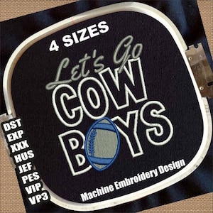 Diseños de bordado a máquina con letras de Cowboys / Patrones de bordado de Cowboys / Archivos de bordado con contorno de Cowboys / Archivo de bordado con borde de Cowboys