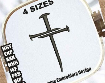 Cross Nails Machine Embroidery Design | Christian Cross Embroidery Pattern | Religion Cross Embroidery File | Cross of Nails Embroidery File