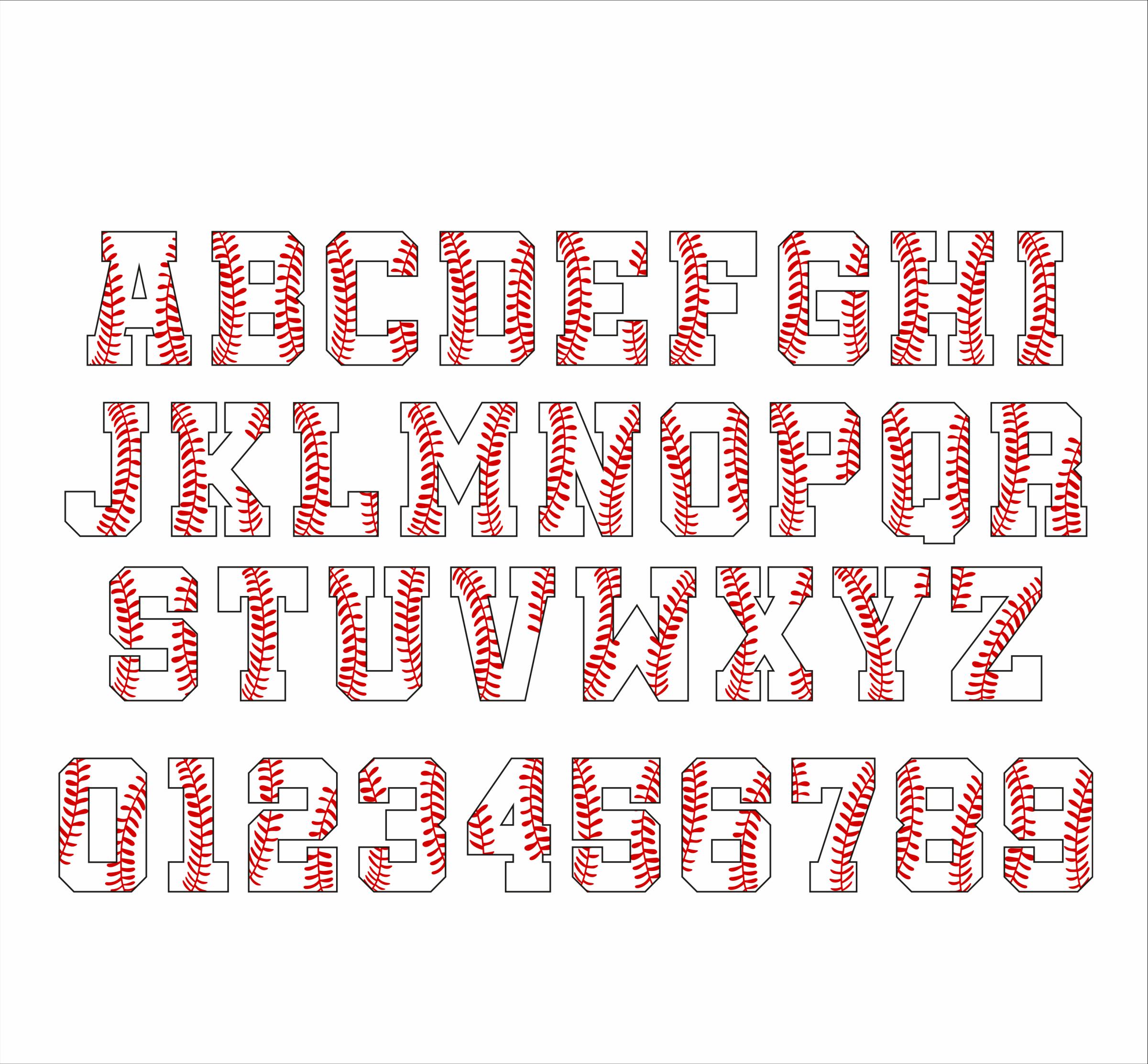 Baseball Alphabat and Numbers Svg, Baseball Font Png, Baseball Number ...