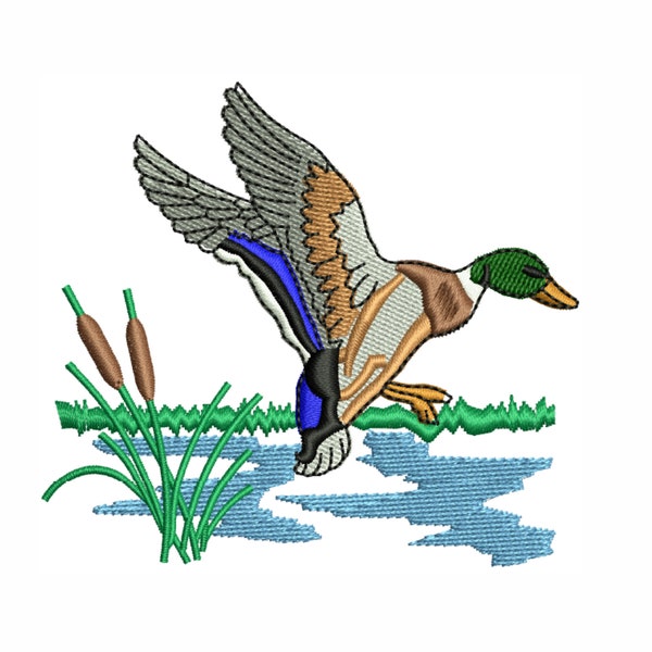 Duck With Water Embroidery Design | Duck Flying Embroidery Design | Duck Embroidery Design DST PES Format