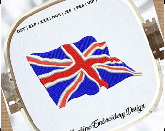 Great Britain Flag Embroidery Design | UK Flag Dst File | Union Jack Flag Pes File | United Kingdom Flag Embroidery Files | Flags Embroidery
