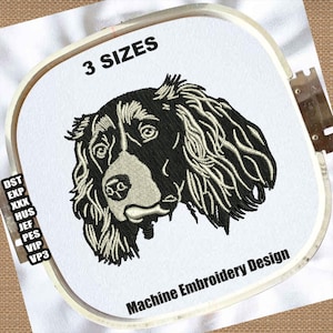 English Springer Spaniel Embroidery Design | English Springer Spaniel Head Pes File | Dog Face Dst file | Springer Spaniel Embroidery Files
