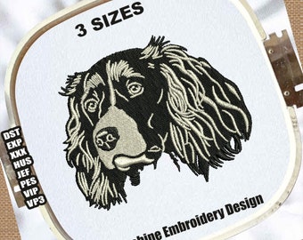 English Springer Spaniel Embroidery Design | English Springer Spaniel Head Pes File | Dog Face Dst file | Springer Spaniel Embroidery Files