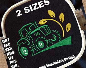 Motif de broderie machine grande taille tracteur agricole | Motif de broderie de tracteur de ferme | Fichiers de broderie de tracteur | Fichier de broderie fermier