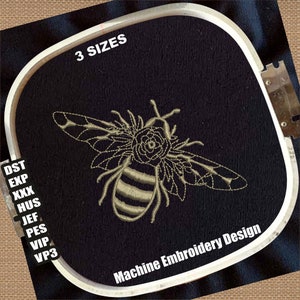 Boho Queen Honey Bee Embroidery Design | Honey Bee DST Files | Queen Bee PES Files | Boho Bee Machine Embroidery Patterns | Bee Embroidery