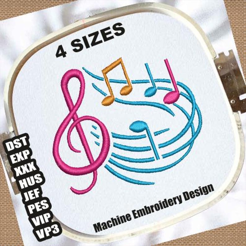 Musical Notes Embroidery Patterns | Colorful Music Note Embroidery ...