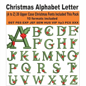 A-Z Christmas Alphabet Letter Pack Machine Embroidery Design | Christmas Font All Letter Embroidery Pattern | Christmas Font Embroidery File