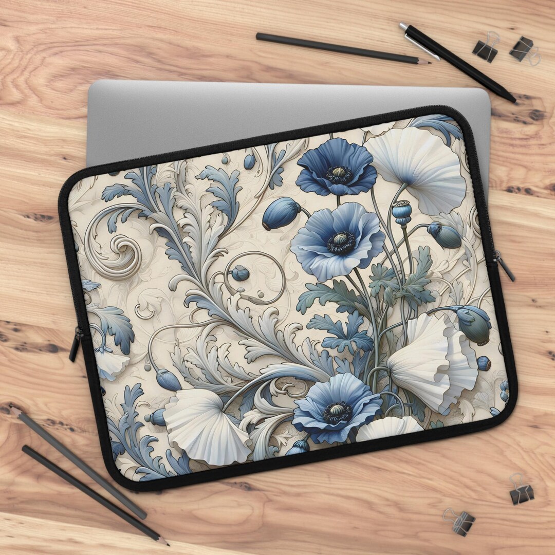 Floral Anemone Poppy Art Nouveau Laptop iPad Mac Sleeve Computer Bag ...