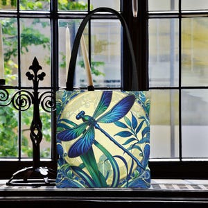 Dragonfly Art Nouveau Tote Bag, Dragonfly, Eco Friendly Shopping Bag Tote, Nature Lover Gift, Reusable Carryall, Botanical Market Tote Bag