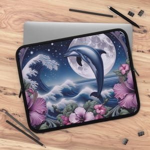 Ocean Wave Dolphin Laptop Sleeve Bag Skin, iPad Sleeve, Macbook Air Pro 7 10 13 15 17 Inch Case, Laptop Case Bag, iPad Bag Air Pro Case