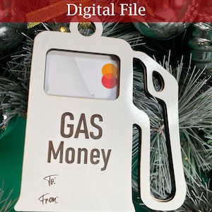 ARCHIVO DIGITAL - Adorno para tarjeta de regalo con dinero para gasolina. SVG - Listo para grabar con láser - Perfecto para Navidad. 2 versiones