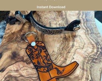 Leather Cowboy Boot Keychain SVG: Laser Cut File (Digital File)