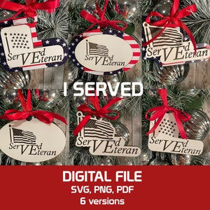 ARQUIVO DIGITAL - Enfeite de Natal do Veterano - "Eu Servi". Arquivo fácil. Laser pronto.