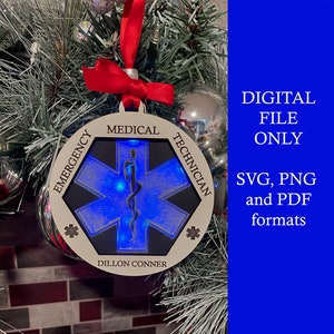DIGITAL FILE only - Lighted Paramedic Christmas Ornament for engraving. Laser ready, glowforge