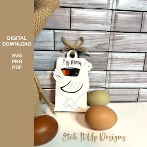 ARCHIVO DIGITAL - Titular de la tarjeta de regalo de dinero de huevo SVG. Listo para láser. Dos versiones.