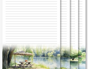 JW Letter Writing Stationery | Letter Writing Paper | JW Printable | Tranquil Riverside Picnic Stationery