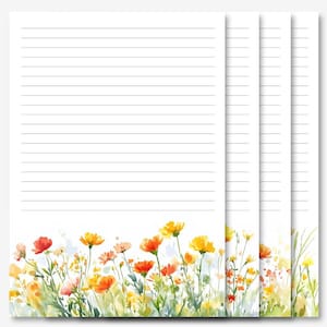 JW Letter Writing Stationery | Letter Writing Paper | JW Printable | Watercolor Style Field of wildflowers