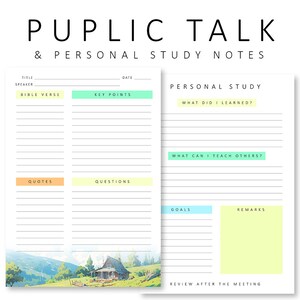 JW Personal Study Note Taking | Public Talk Note | Bible Study Note | JW Printable | JW Gifts