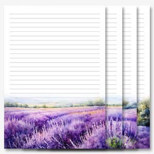 JW Brief Schreibwaren | Briefpapier | JW Printable | Lebhaftes Lavendel Feld Briefpapier