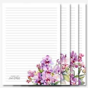Papelería para escribir cartas de JW / Papel para escribir cartas / JW Imprimible / Ramo de orquídeas y flores