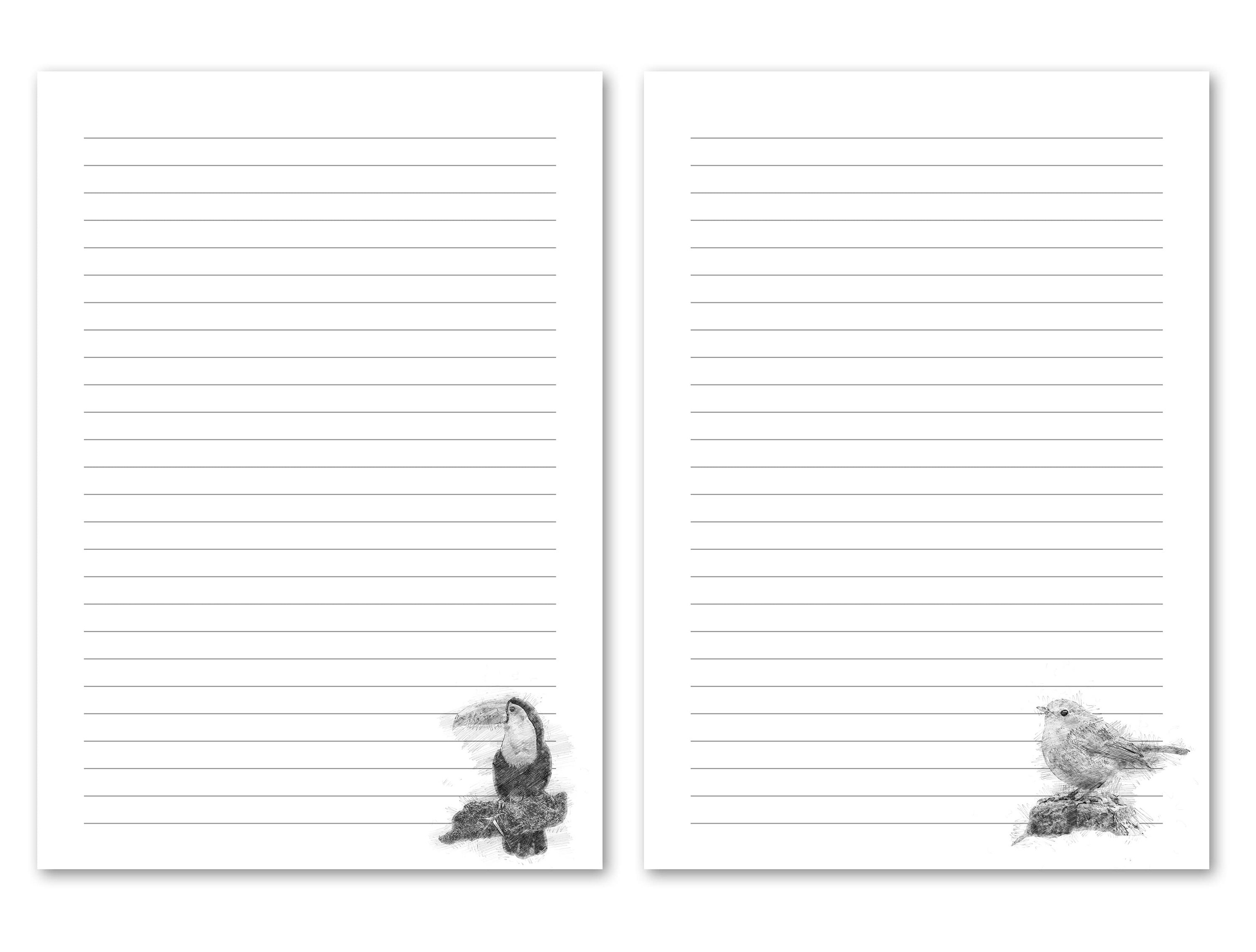 20 Letter Writing Stationery Bird Sketches Designs Digital Etsy Australia