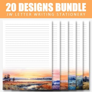 20 Letter Writing Stationery | Watercolor Sunset Designs | Digital Download | Printable Paper