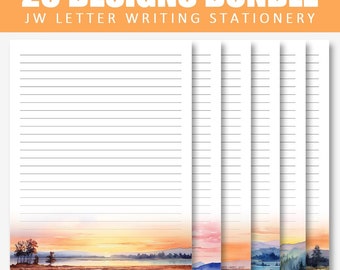 20 diseños de papelería para escribir cartas / Diseños de acuarela al atardecer / Descarga digital / Papel imprimible