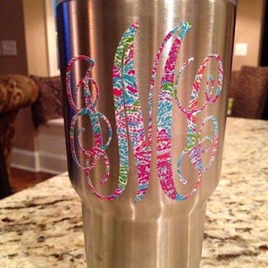 Monogram Decal,  Vinyl Monogram Sticker, Yeti Monogram Decal, Stanley Tumbler Monograms