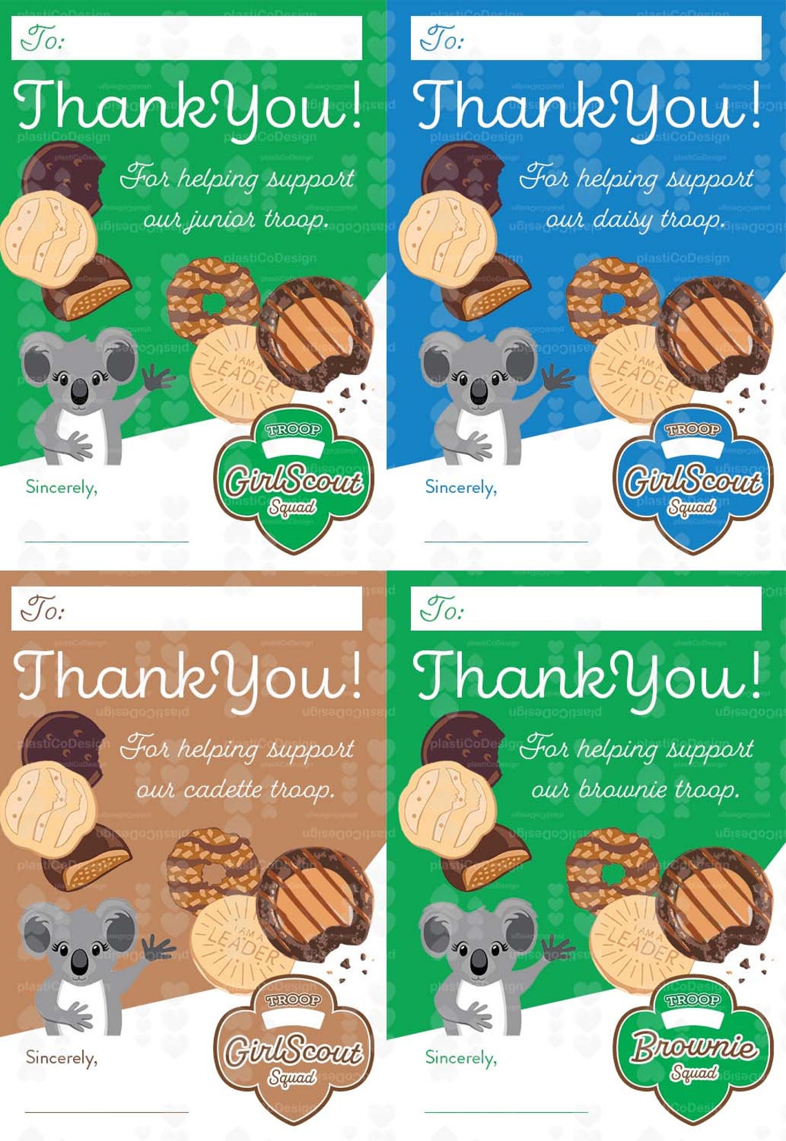 Girl Scout Cookie Thank You Cards or Tags Daisy Brownie Etsy