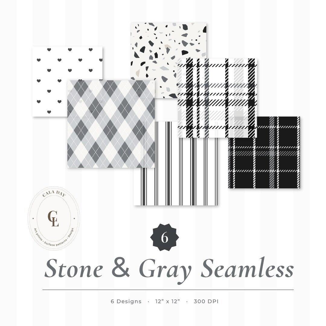 Stone Gray Seamless Pattern Digital Paper Pack – 6 Neutral Designs ...