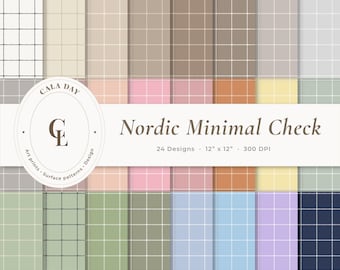 Neutral Digital Paper Pack, Scrapbook Paper, Plaid Gingham Check Patterns, Soft Beige Backgrounds,Printable Paper, Seamless Designs