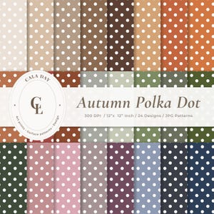Bundel met vintage herfststippenpatronen, scrapbookpapier, herfstpolkadots, digitaal papier in cottagecore-stijl, naadloze patronen, digitaal scrapbooken