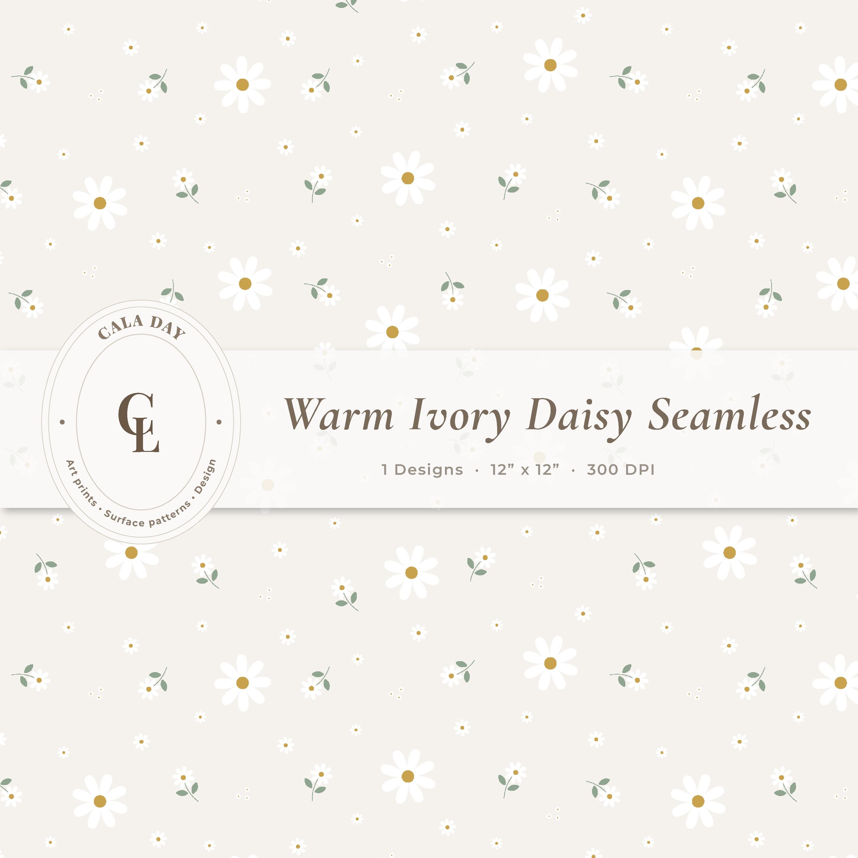 Ivory Daisy Seamless Pattern Digital Paper – Neutral Floral Scrapbook ...