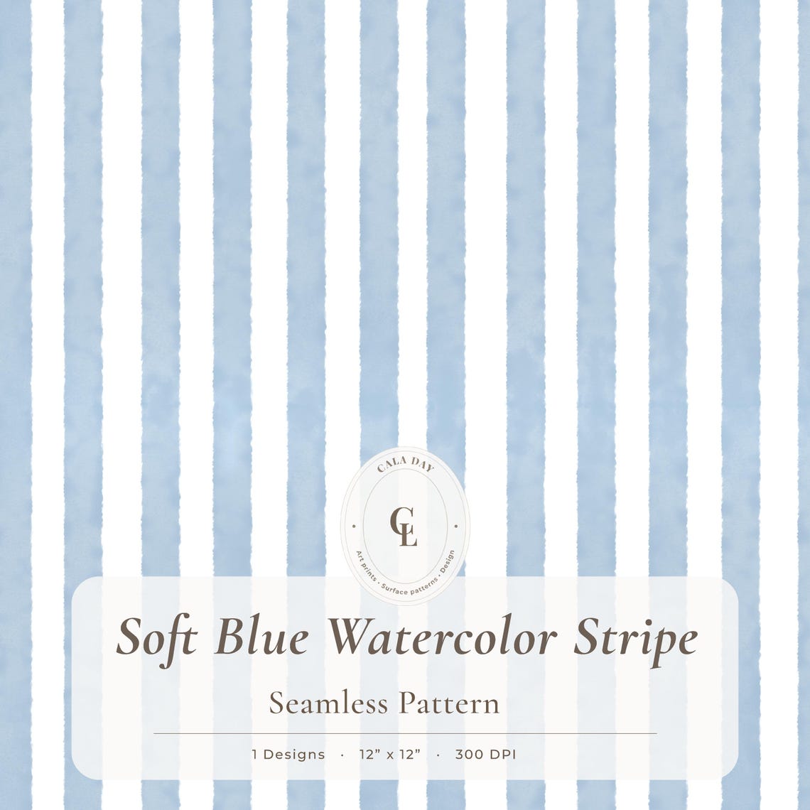 Soft Blue Watercolor Stripe Seamless Pattern Digital Paper – Minimal ...