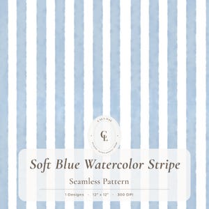 Blue Watercolor Digital Paper Pack, Hand-Painted Brush Seamless Pattern for Scrapbooking and Junk Journals