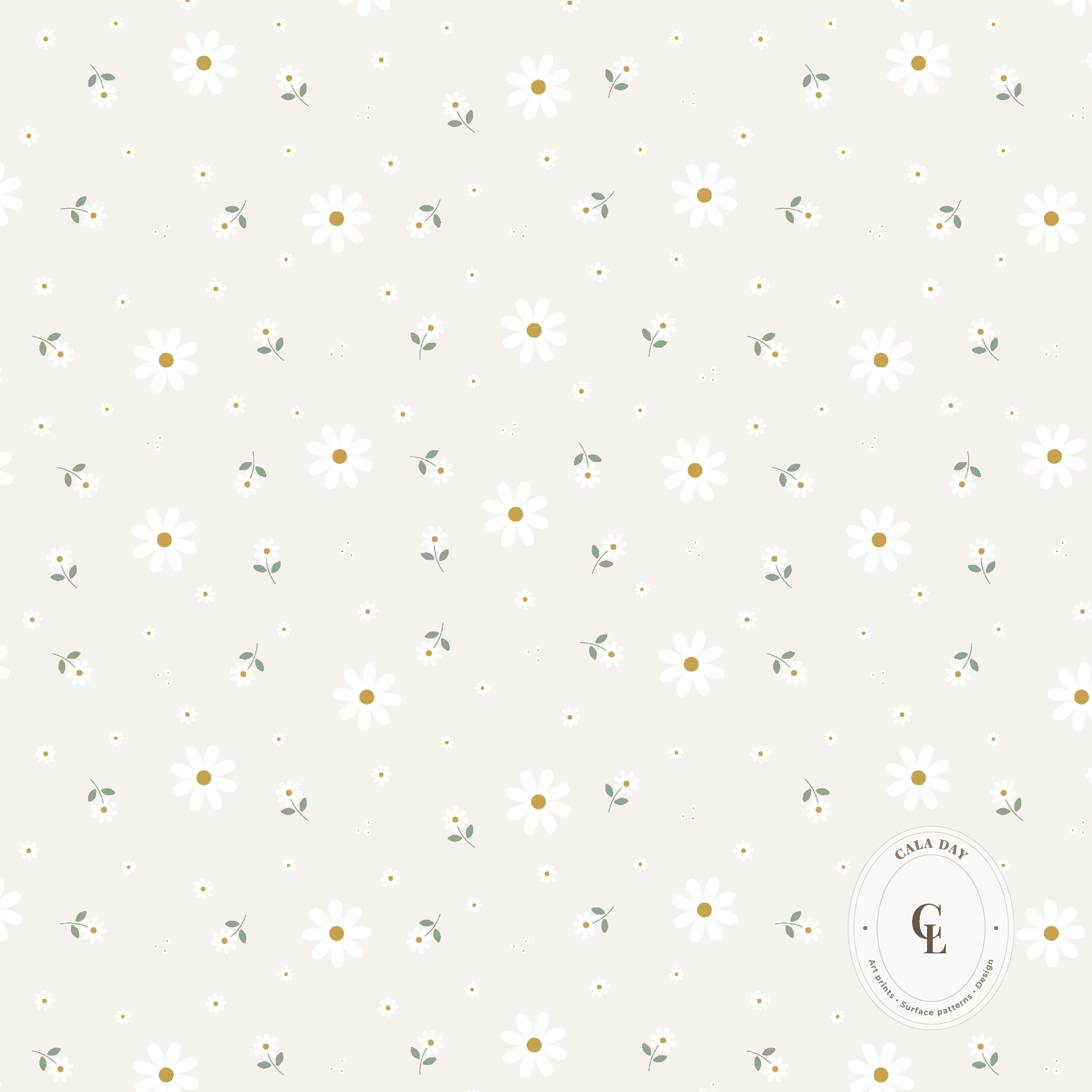 Ivory Daisy Seamless Pattern Digital Paper – Neutral Floral Scrapbook ...