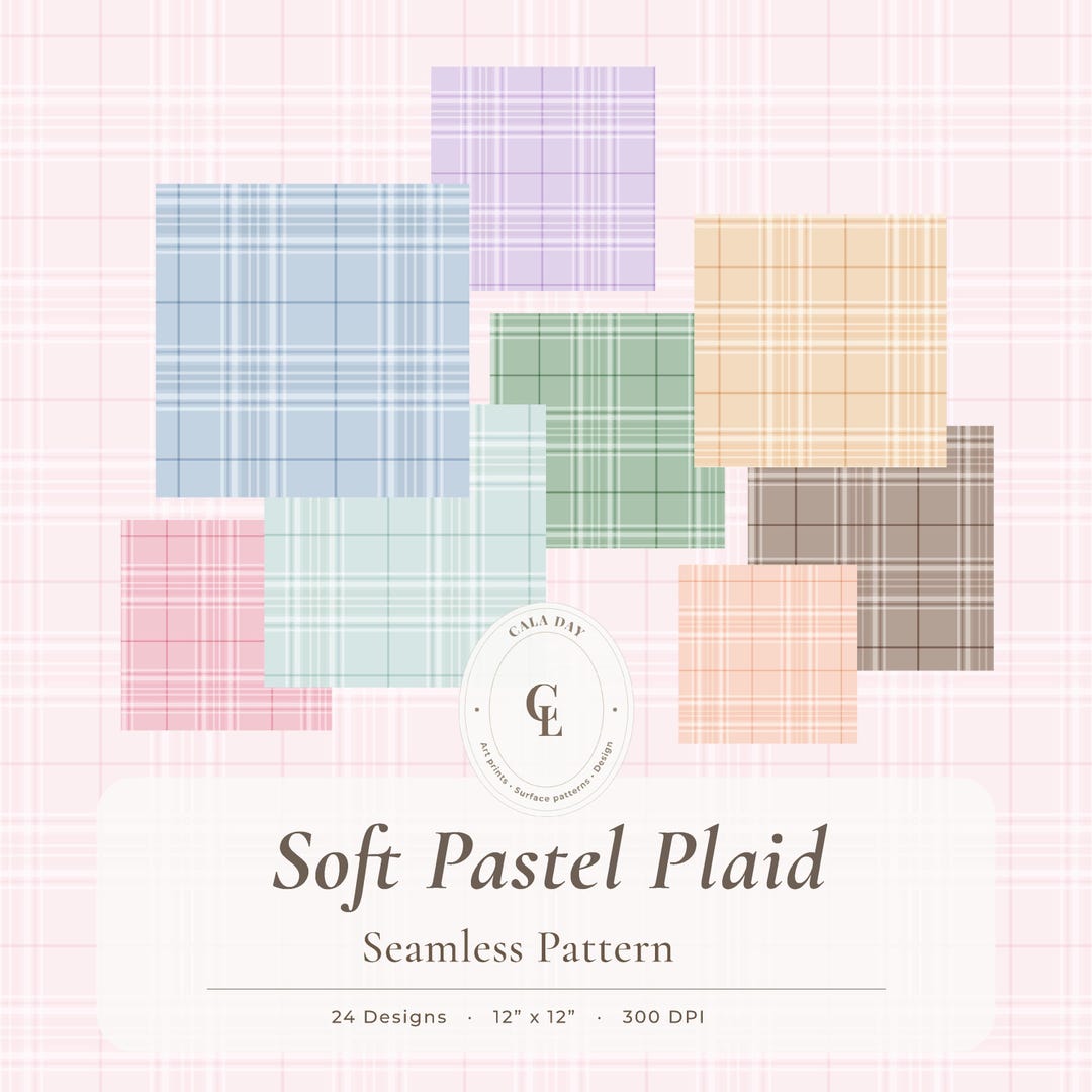 Pastel Plaid Seamless Pattern Digital Paper Pack – Check Scrapbook ...