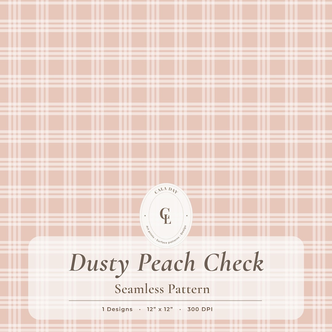 Dusty Peach Check Seamless Pattern Digital Paper, Soft Plaid Scrapbook ...