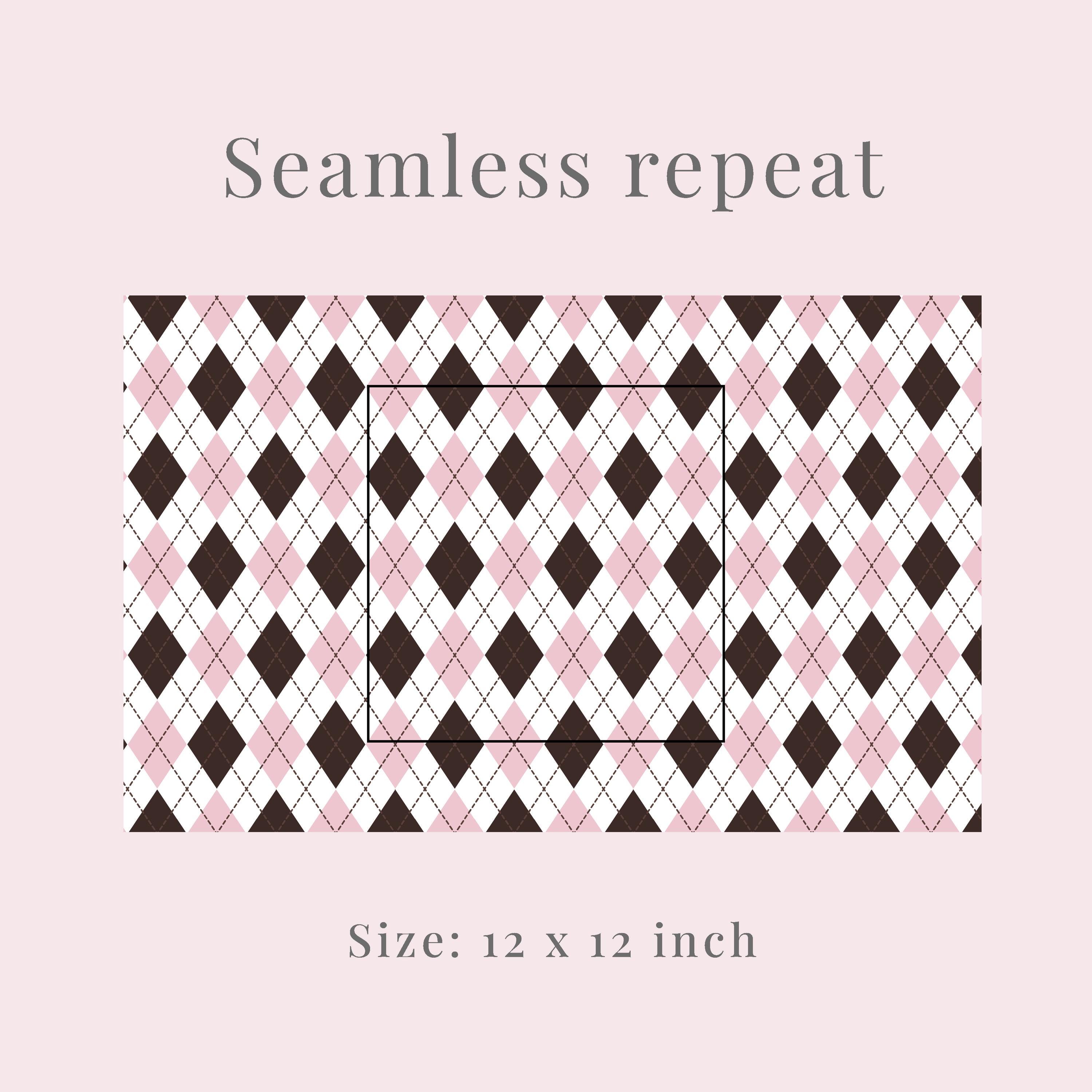 Rose Cocoa Argyle Digital Paper – Pink Brown Diamond Pattern, 12x12 ...