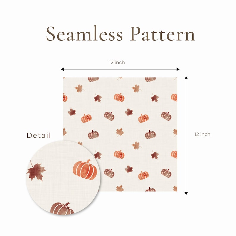 Watercolor Pumpkin Pattern, Autumn Digital Paper, Linen Texture Fall ...