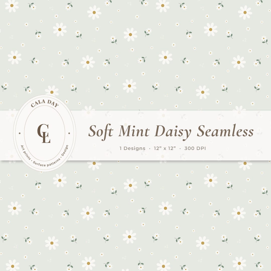 Mint Daisy Seamless Pattern Digital Paper – Pastel Floral Scrapbook ...