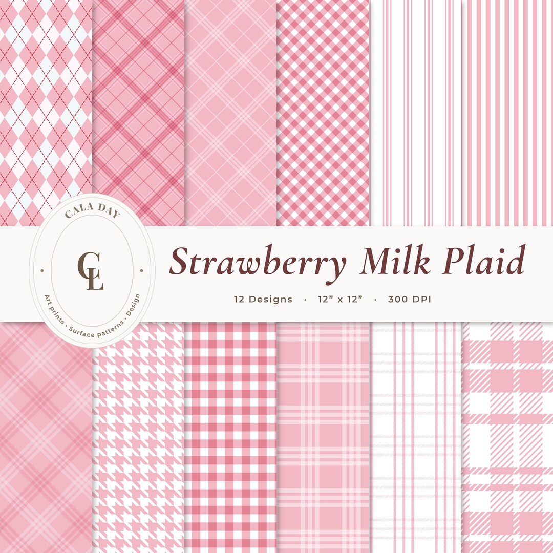 Pink Plaid Gingham Digital Paper Pack – 12x12 Seamless Scrapbook Paper ...