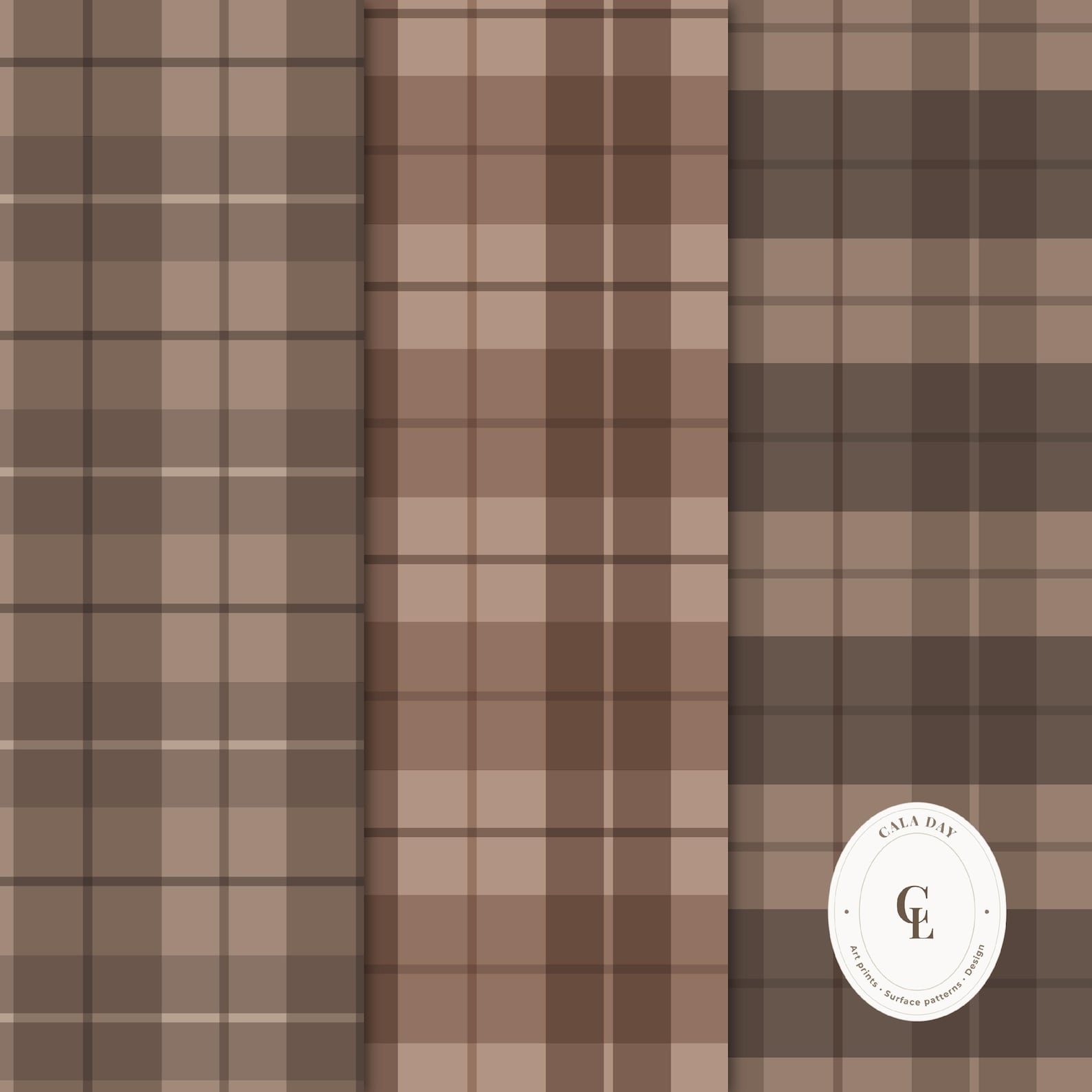 Milk Tea Brown Plaid Seamless Pattern Digital Paper Pack – 9 Scrapbook ...