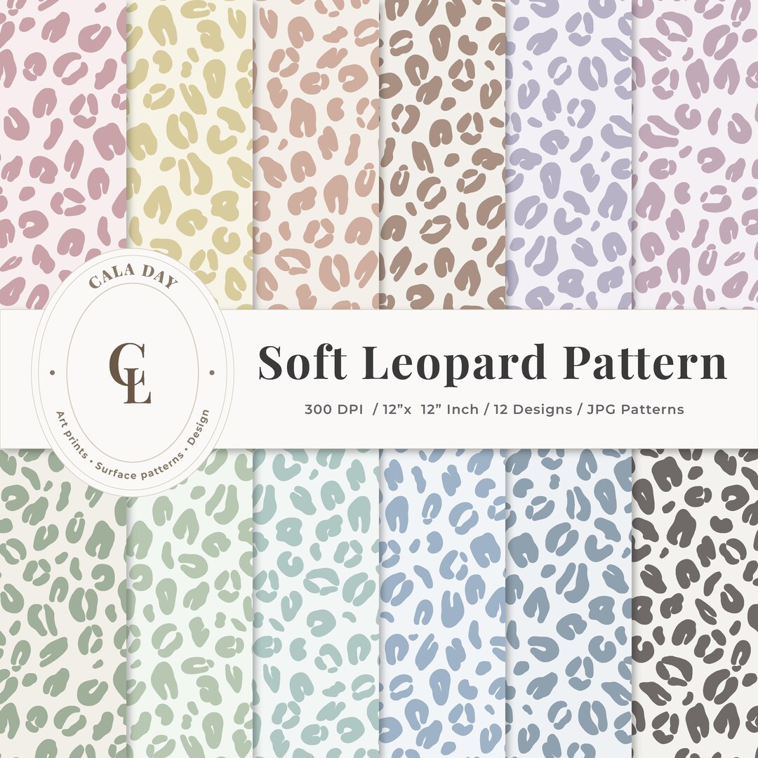 Seamless Leopard Patterns, Pastel & Ash Tones, Digital Paper, 12x12 ...