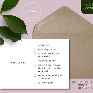 DESCARGA DIGITAL - Tarjeta Digital - Gerente/Jefe Gracias Tarjeta Imprimible - Trabajo Gracias